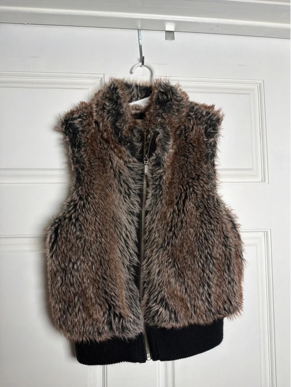 Girls Faux Fur Brown Vest 7 Copper Key